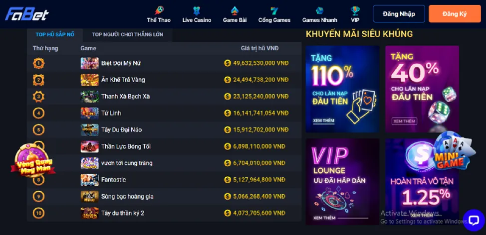 Khuyến mãi nạp tiền lần đầu Win3365